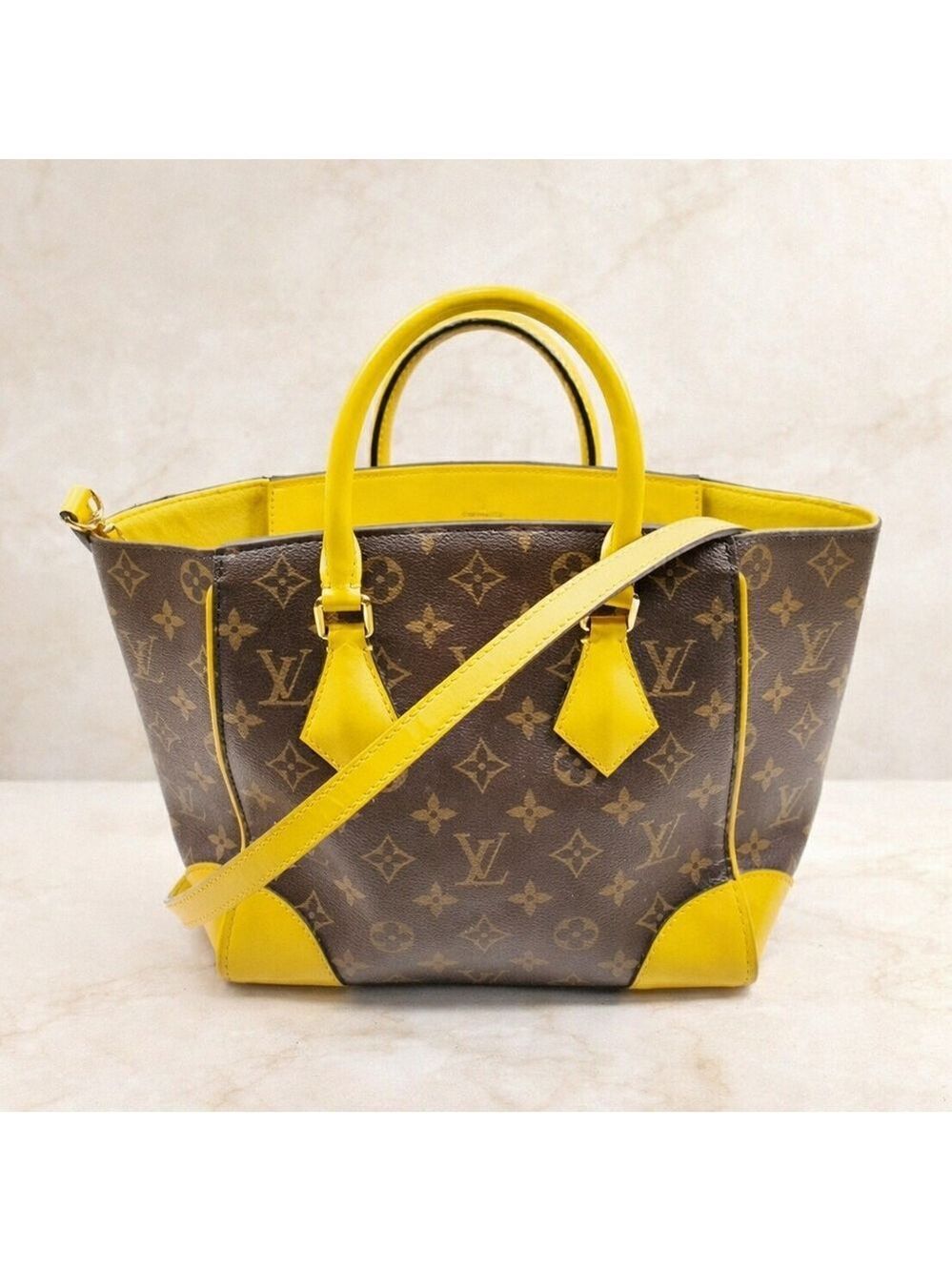 Authentic Louis Vuitton Phoenix PM Monogram Yellow Leather Satchel